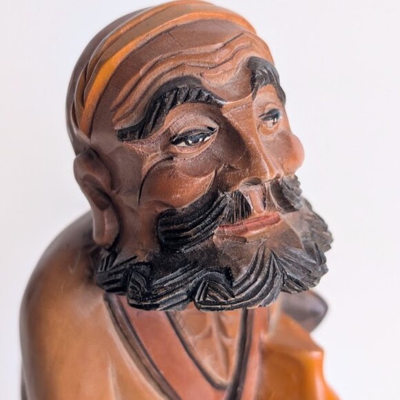 Vintage Chinese Carved Boxwood Immortal Figurine Li T’ieh-kuai Spirit Traveler